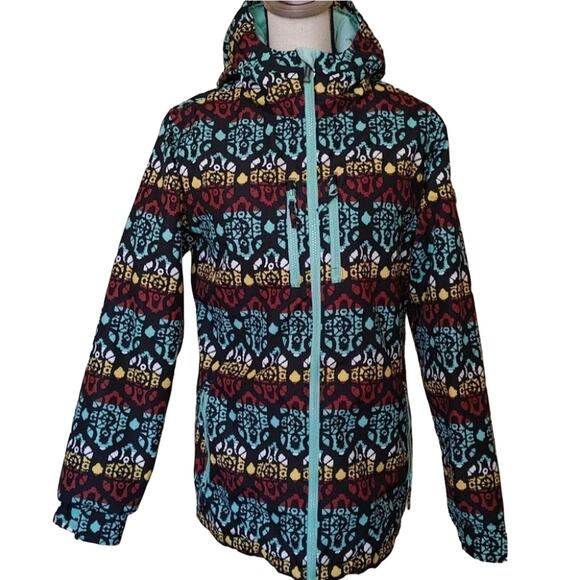 Aperture Size Medium M Intricate Funky Pattern Blue Snowboard Ski Coat Winter - Picture 1 of 15